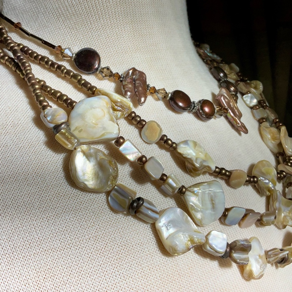 Two Shell Necklaces Multi-Strand Shell And Single… - image 2